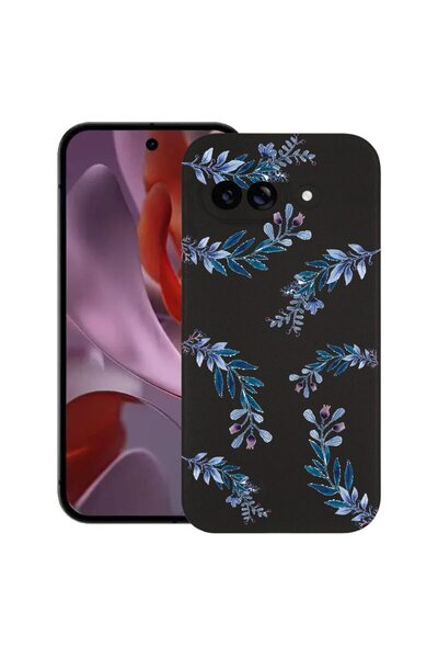bestcase Калъф за Google Pixel 9a, Сини цветя, Тънък силиконов 0.8ММ, Удароус...