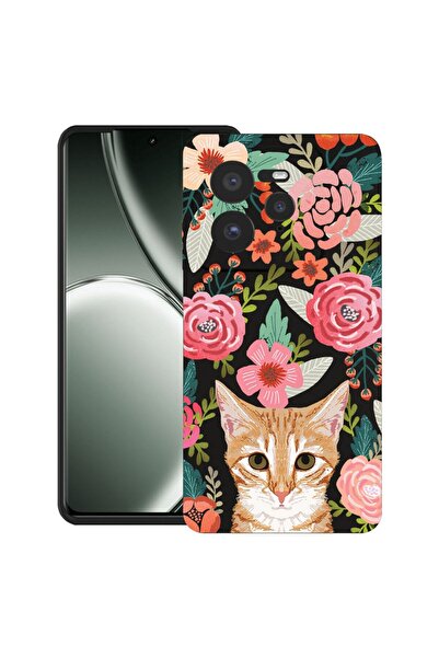 bestcase Θήκη για Realme GT 7 Pro με σχέδιο γάτας και λουλουδιών, TPU Ματ Εξα...