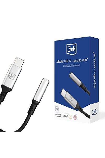 3MK Προσαρμογέας ήχου USB-C σε 3.5mm Jack, DAC, Αλουμίνιο, Γκρι