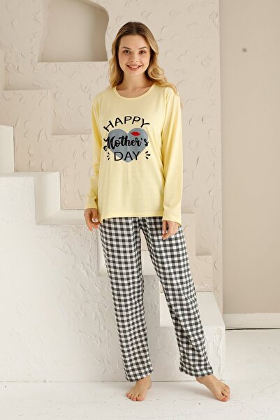 Serena Women's pajamas, long sleeves, long pants, Happy Mother's Day print