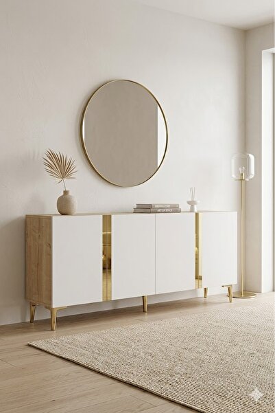CENEYRA KA1898DBG ANKA Konsol ve Tv Sehpası Safirmeşe-Beyaz-Gold 180cm