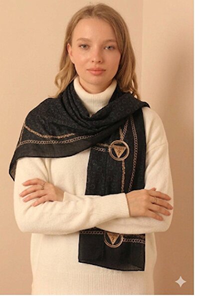 Guess Printed Scarf 60 X 180 Shawl Scarf Awu506Pol03 -Bla