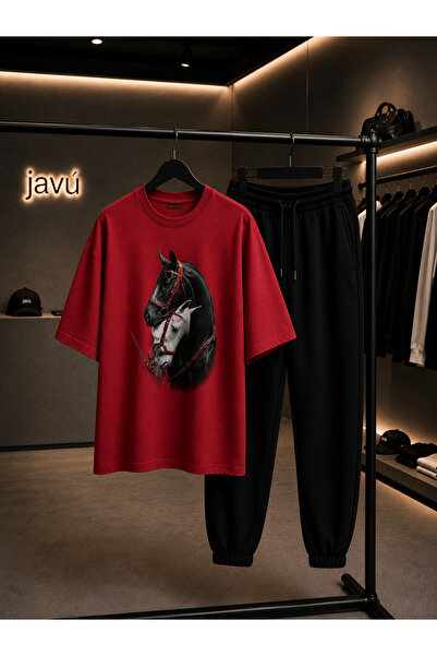 JAWÜ STYLE طقم تي شيرت مطبوع عليه حصان نبيل