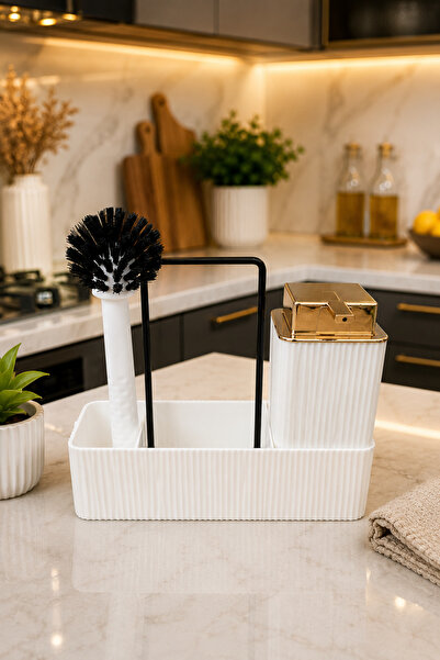 Karçiçeği Home Moderni dozator za beli tečni sapun i organizator za držač čet...