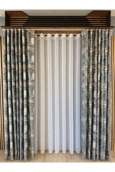 ArasyaHome Draperie Elegantă Bella cu Textură Gri-Turcoaz