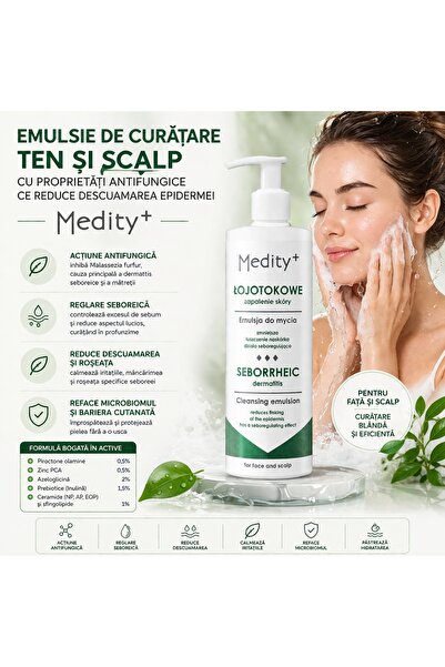 Medity+ Emulsie de curatare ten si scalp cu proprietati antifungice ce reduce...
