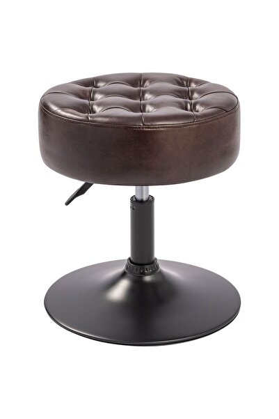 Furniliving Mid-Century Tufted Adjustable Swivel Makeup Ottoman Stool, Black ...
