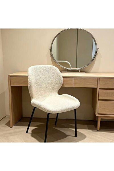 Bleco Irregular Enclosed Backrest Fabric Dining Chair, Minimalist Household D...