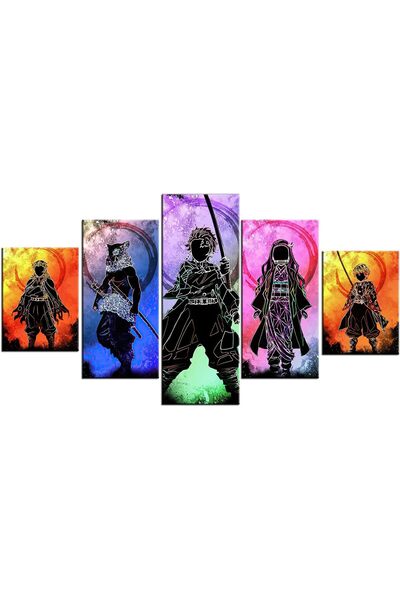 BPA Demon Slayer Poster Anime Canvas Wall Art Kimetsu No Yaiba 5 Pieces HD Pr...