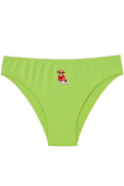 OBJE Women's Green Lycra Cotton Brazilian Panties