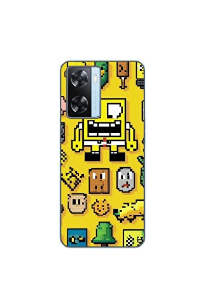 OEM Case compatible with Oppo A57s Silicone Gel Tpu Pattern Pixel Art Spongebob