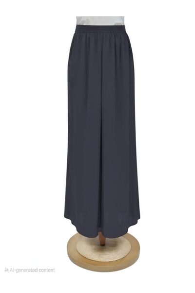 Peach Wide Leg Chiffon Palazzo Pants with Elastic Waistband, Flowy Design & D...