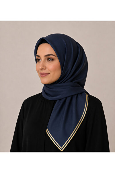 Butik Biyeli Kenar Şeritli Krep Kumaş Şifon Eşarp
