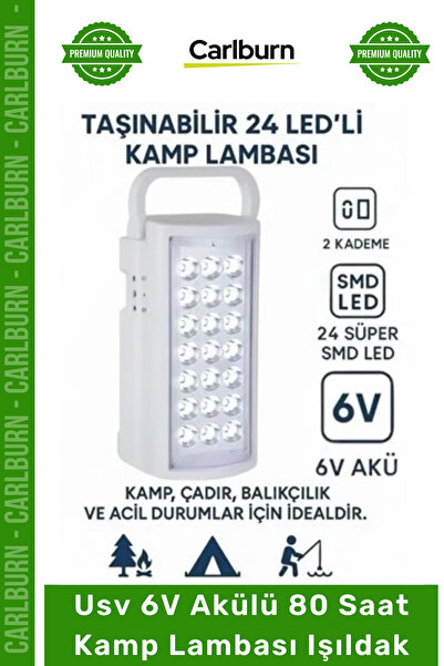Carlburn #Işıldak Şarjlı Led Portatif Güçlü Aydınlatma Feneri Usv 6V Akülü 80...