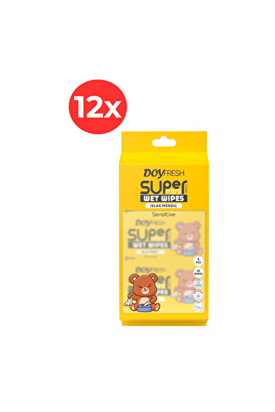 DOYFRESh 12x Șervețele umede de buzunar MINI GALBENE 8x8 bucăți