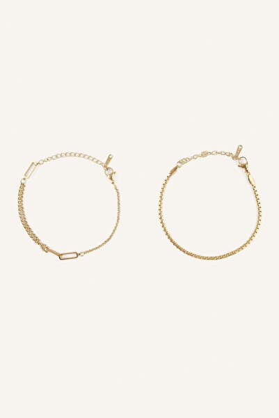 DeFacto Women's Gold Color 2-Piece Bracelet H2255Axns
