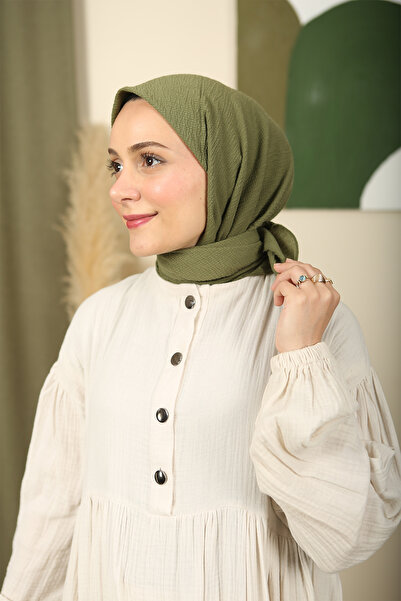 MOONSCARF Mio caz haki yeşili rengi eşarp 100*100cm