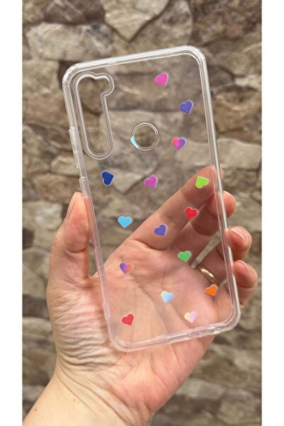 Vip Case Redmi Note 8 Uyumlu Renkli Mini Kalp Desenli Şeffaf Darbe Emici Kame...