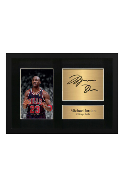 Boomah Accessories Michael Jordan Chicago Bulls Printed Autograph Framed Post...