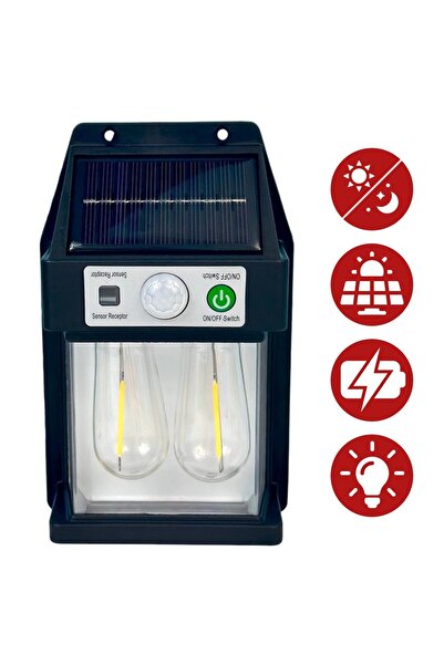 BaoBao Lampă solară de perete VX, neagră, din plastic, cu senzor de mișcare ș...