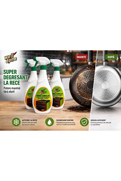 WELLDONE Set 3 x Well Done Super Degresant la Rece 750 ml – Îndepărtează Grăs...
