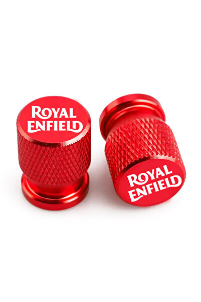 Choice13 Red-A Motorcycle Tire Valve Caps For Royal Enfield Bullet/Meteor/Cla...
