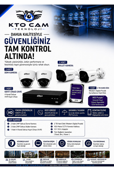 DAHUA 4' Lü AHD Kamera Seti-İstanbul Montaj Dahil