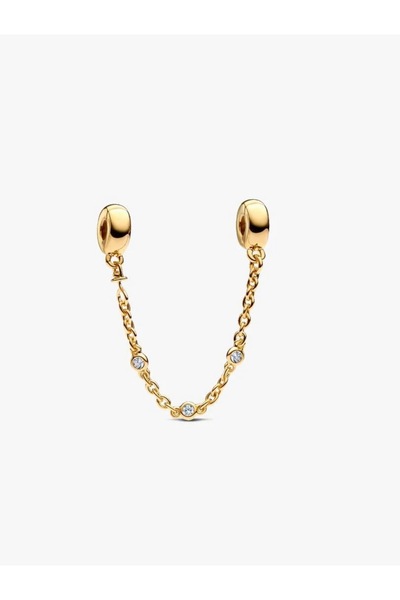 Lovecharm Şeffaf Üç Taşlı Gold Renk Güvenlik Zinciri