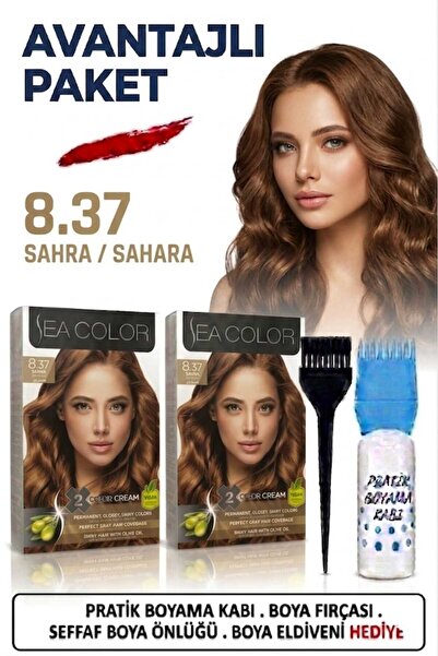 Sea Color Set Saç Boyası 8.37 Sahra 2 Li 2 Kutu+Pratik Boya Kabı