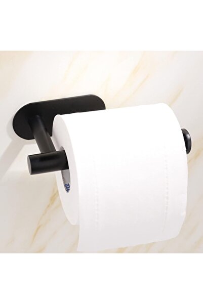 yusa stores Matte Black Adhesive Toilet Paper Holder - No Drilling Required T...