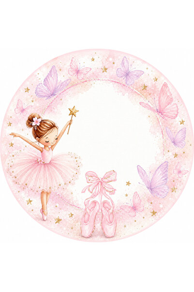 PeraCreations İsme Özel Balerin Tema Yuvarlak Bebek Kuşe Sticker/ Etiket 4 Cm...
