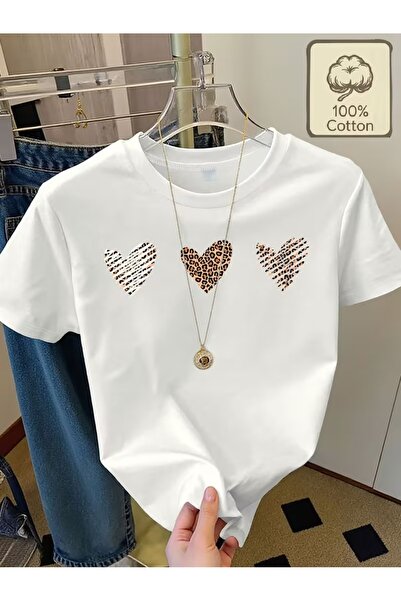 PAVRO Unisex Άνετο T-shirt με μικτό σχέδιο και στάμπα