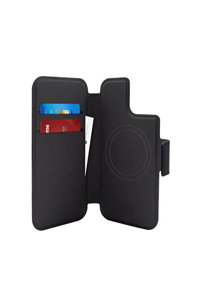 Puro Husă Folio MagSafe - Husă iPhone 15 Plus / 14 Plus / 12 Pro Max (negru)