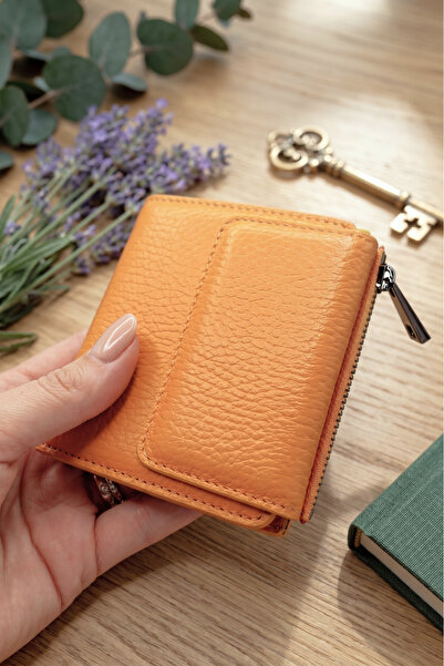willpolo Genuine Leather Zippered Coin Compartment Snap Fastener Small Size W...