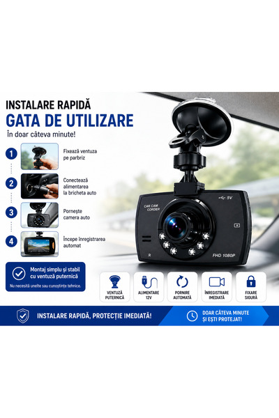 Magazinul reducerilor Cameră Auto pentru Taxi, Uber, Bolt și Livrări, Full HD...