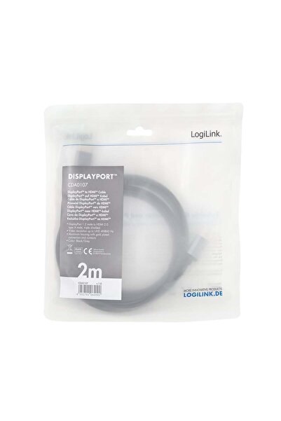 LogiLink CDA0107 Kabel DisplayPort DP/M na HDMI A/M 4K/60 Hz aluminium czarny...