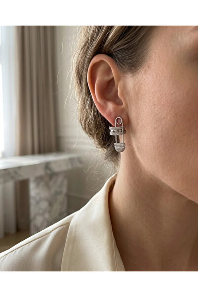 Dorvina Brass Vip Women's Earrings Silver Color Zircon Worked Vintage Jewelry...