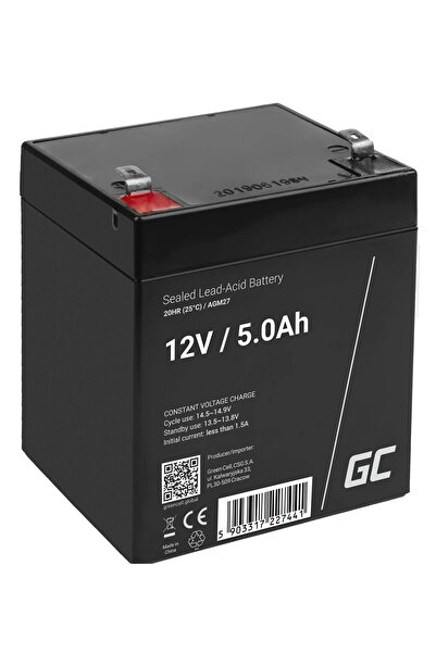 Greencell ACUMULATOR GREEN CELL ≈ªELOWY AGM27 12V 5AH
