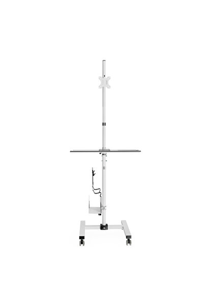 Maclean Stand w√≥zek do monitora CPU na k√≥≈Çkach MC-793 W Bia≈Çy