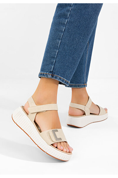 B T Shoes Sandale cu platformă Cistela bej