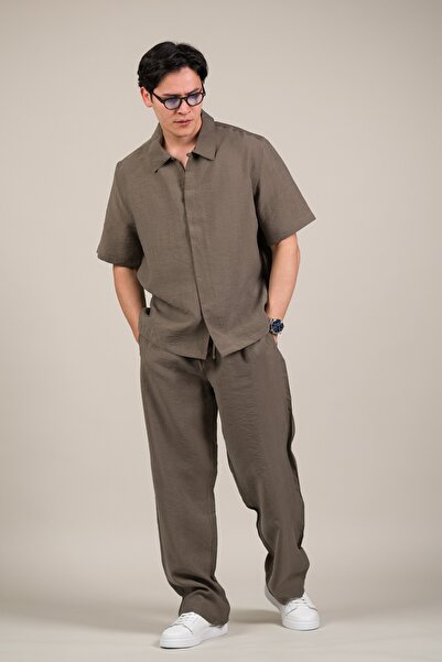 AKÇAYLAR Oversize Lyocell Fabric Summer Tiril Tiril Baggy Pants and Shirt Set