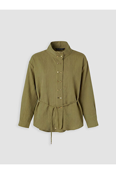 LC Waikiki Rmz Gi̇yi̇m Farkiyla Women's Modal Blend Shirt with Belted Waist