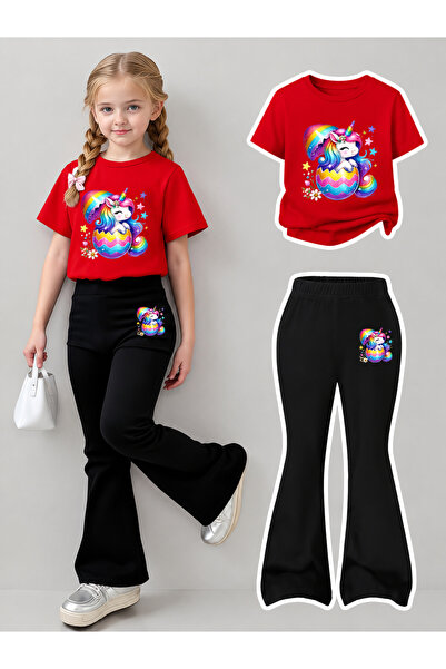 YUNAYT Set de pantaloni evazați și tricou spaniol pentru fete