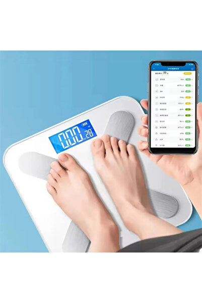 Rabelix Online Marketing Akıllı Digital Bluetooth Baskül 180 Kg Vücut Analizli Dijital Tartı Yağ Kas Su BMI Ölçer Terazi