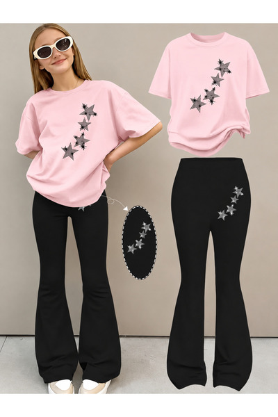 YUNAYT Set de pantaloni evazați și tricou spaniol pentru fete