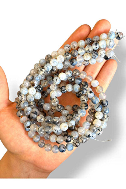 Bozhi Bead Set Veined Agate Natural Stone 8mm - Natural Stone Dragon