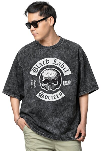 SEVBANO Tricou unisex supradimensionat, vintage, lavabil, cu imprimeu Black L...