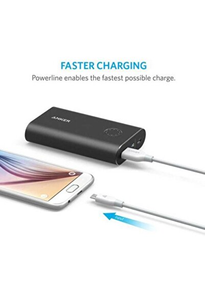 OEMS كابل أنكر شحن سريع باور لاين بمنفذ مايكرو USB أبيض - بطول 0.90m