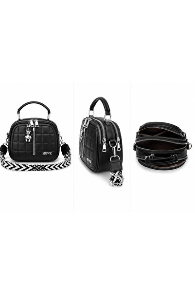 Generic Women’s Quilted Crossbody Handbag with Top Handle – Black