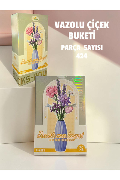 Limon Oyuncak Vazolu Çiçek Buketleri blockları 424 Parça